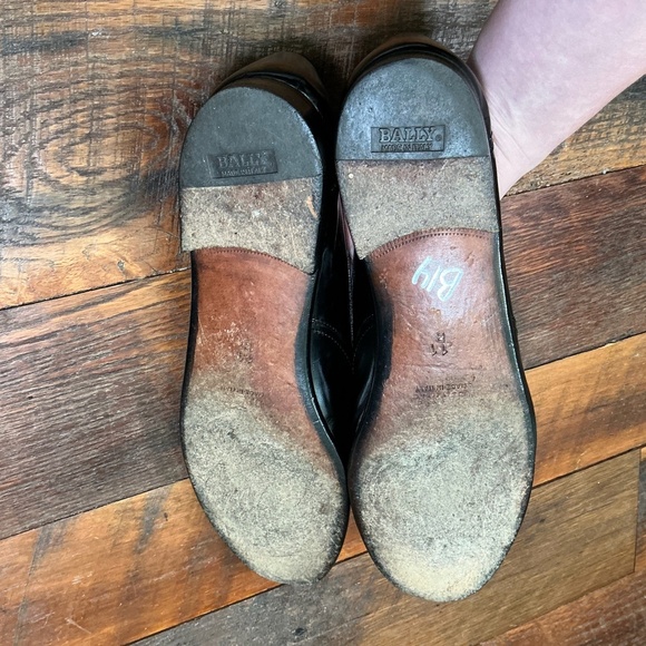 Bally Made in Italy Black Leather Wingtip Penny Loafers Men’s 11E - Picture 9 of 9